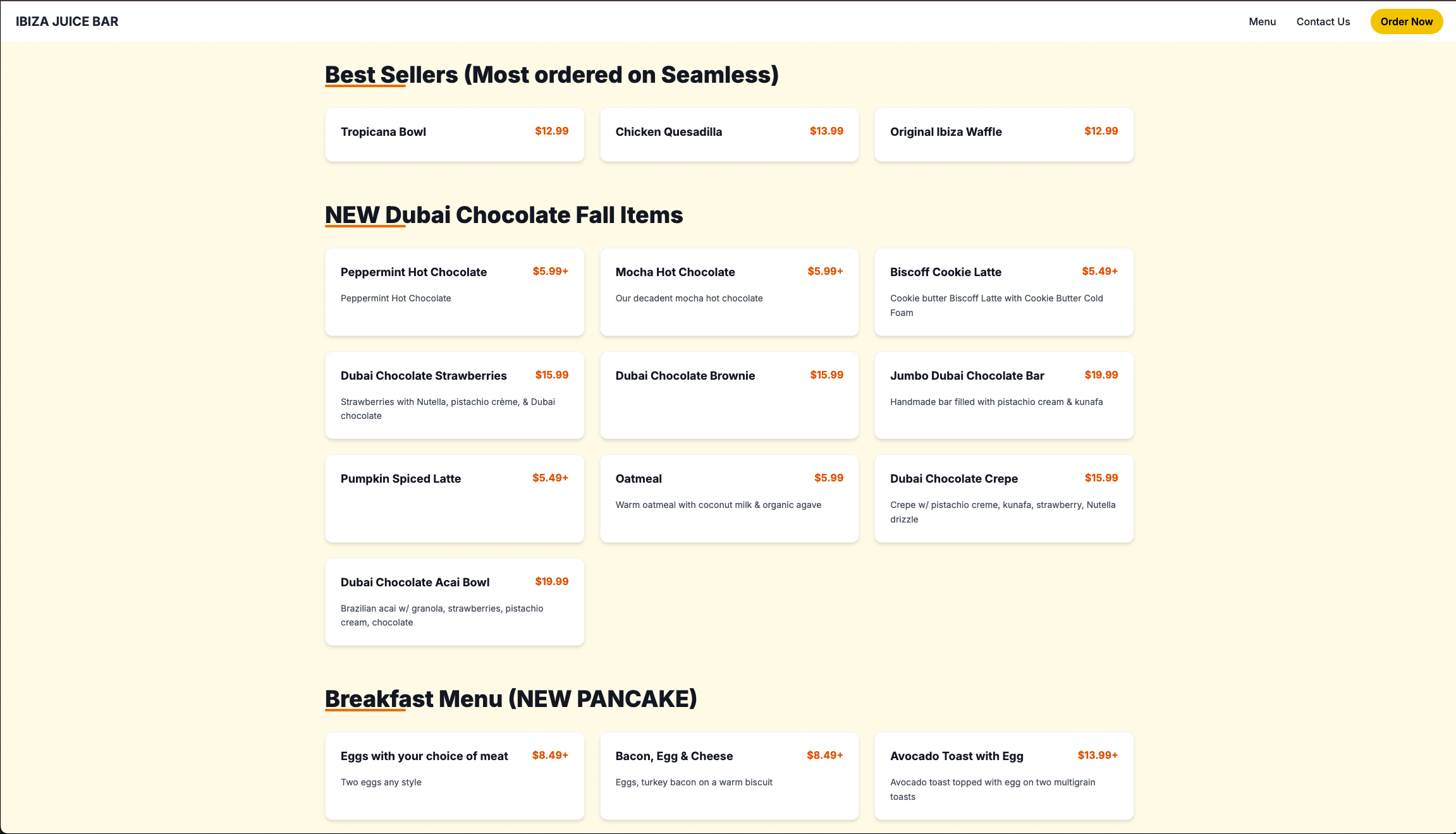 Juice bar site — locations